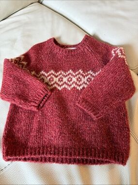 Zara Baby Red and White Patterned Crewneck Sweater